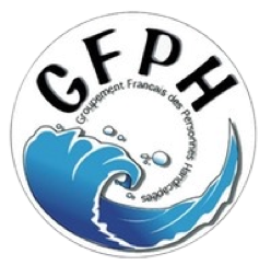 Logo du GFPH : Vague déferlante avec les lettres GFPH au dessus et insérées dans un cercle.